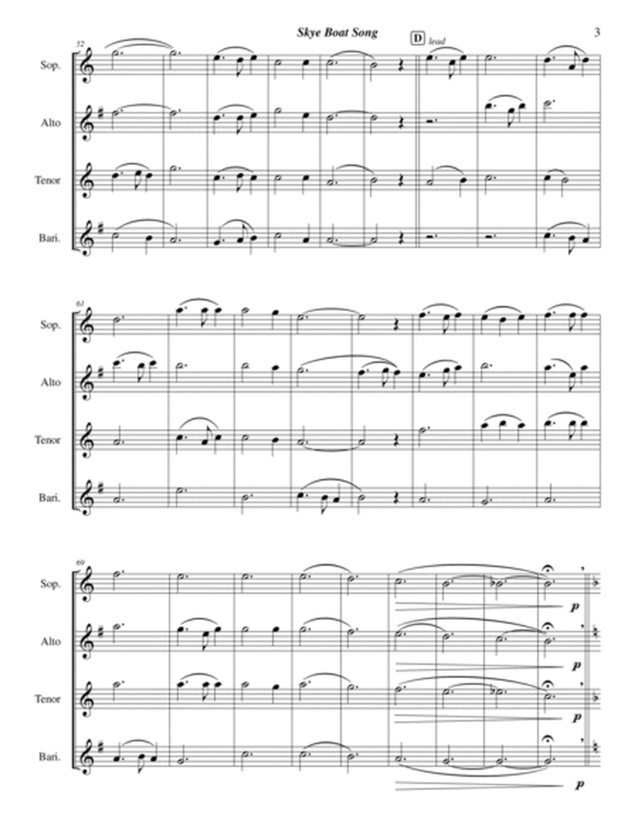 Skye Boat Song (Saxophone Quartet arrangement) image number null