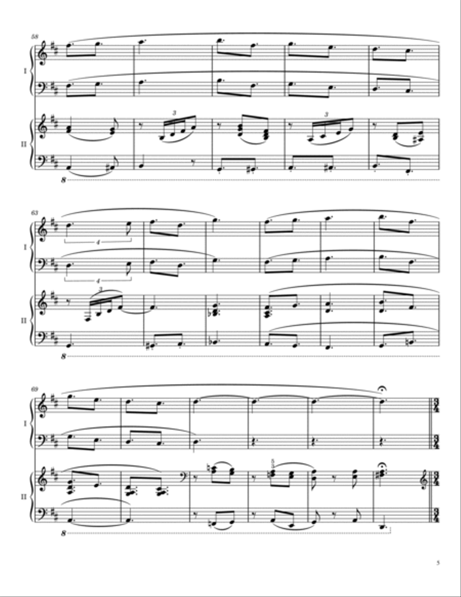 Christmas Duet No. 1: Here We Come A-wassailing, Variations for 4-Hand Piano Piano Accompaniment scores gallery preview page 5