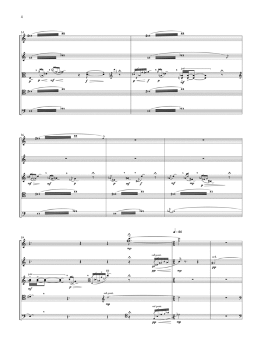 Paysage dépaysé (2 vlns, vla, 2 cello) Cello scores gallery preview page 4