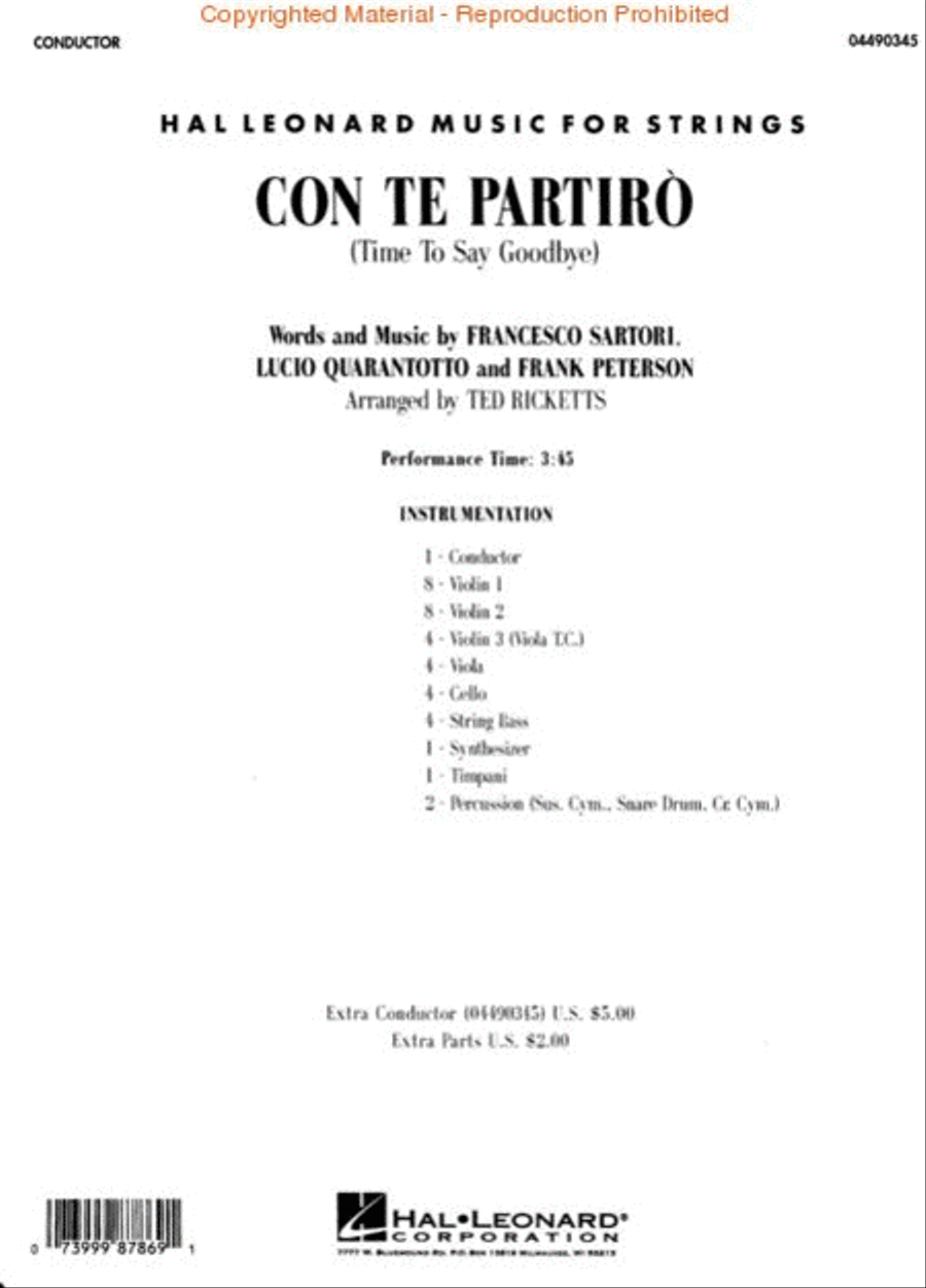 Con Te Partiro String Orchestra scores gallery preview page 2