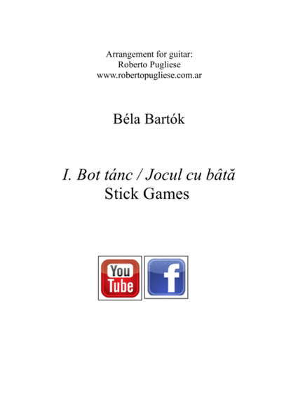 I. Stick Game - Romanian folk dances. Béla Bartók for guitar. image number null