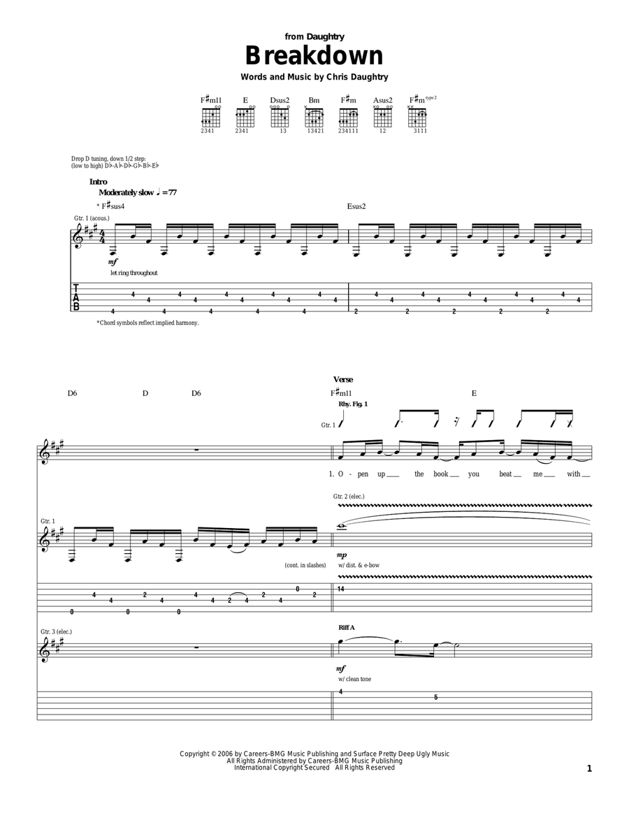Breakdown Acoustic Guitar scores gallery preview page 1