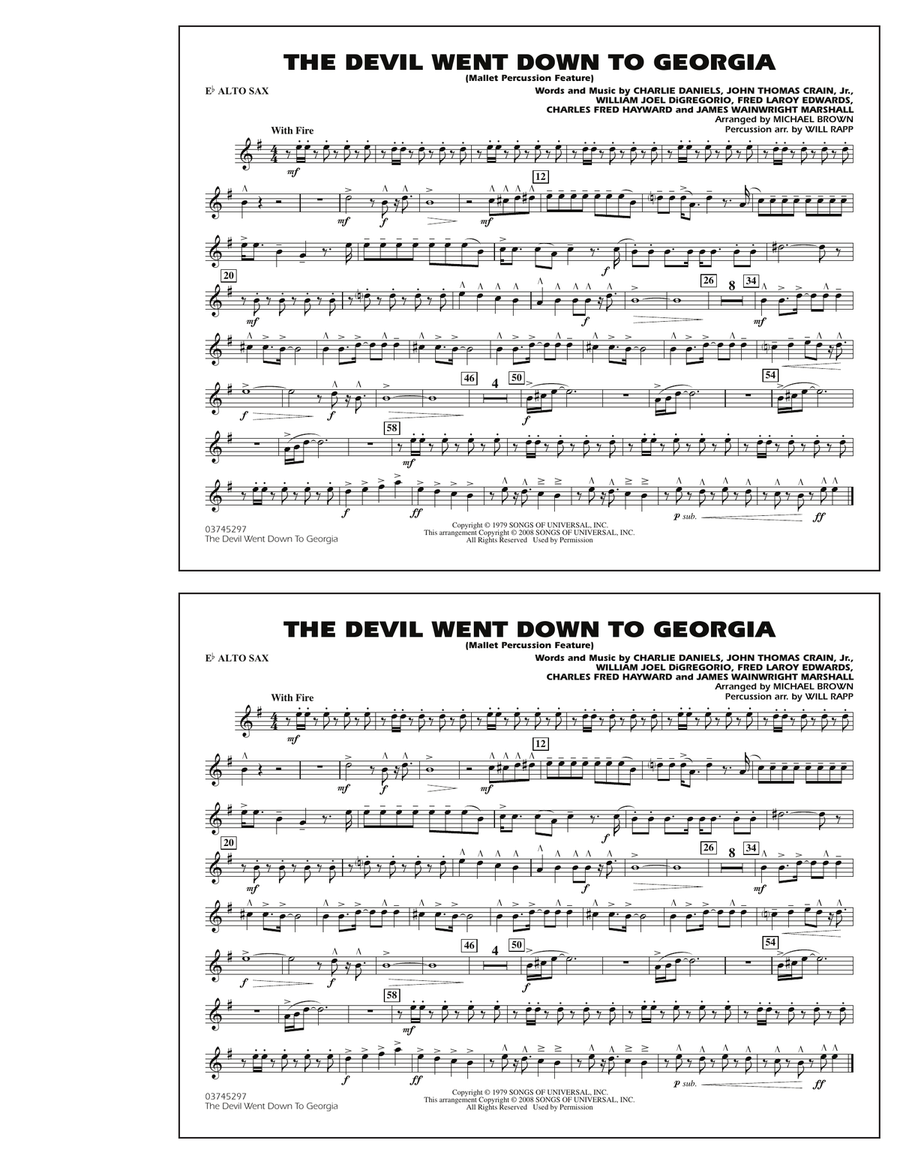 The Devil Went Down to Georgia - Eb Alto Sax Marching Band scores gallery preview page 1