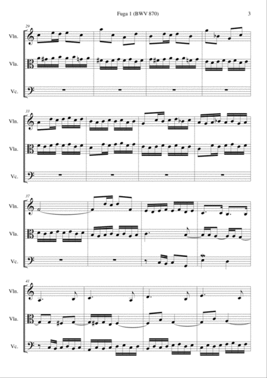 Fuga I (BWV 870) Fuga I (BWV 870) String Trio scores gallery preview page 3
