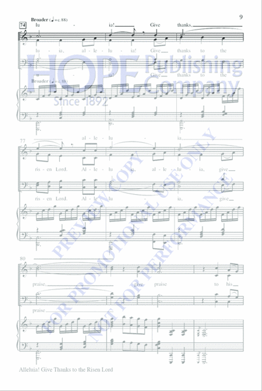 Alleluia! Give Thanks to the Risen Lord 4-Part scores gallery preview page 9