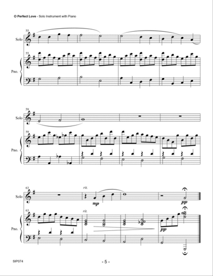 O PERFECT LOVE - SOLO INSTRUMENT with Piano Accompaniment (any Brass, Woodwind, String or Mallet Per Large Ensemble scores gallery preview page 5