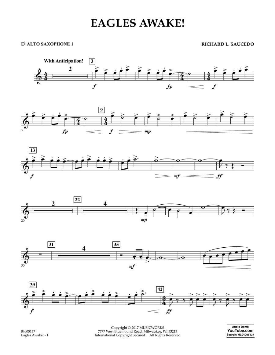 Eagles Awake! - Eb Alto Saxophone 1 Concert Band scores gallery preview page 1