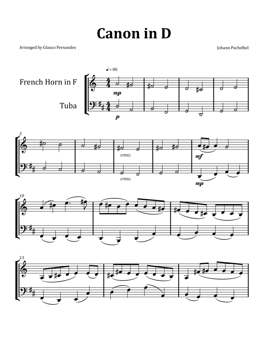 Canon by Pachelbel - Horn and Tuba Duet image number null