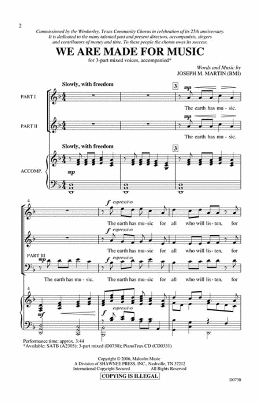 We Are Made for Music 3-Part scores gallery preview page 2
