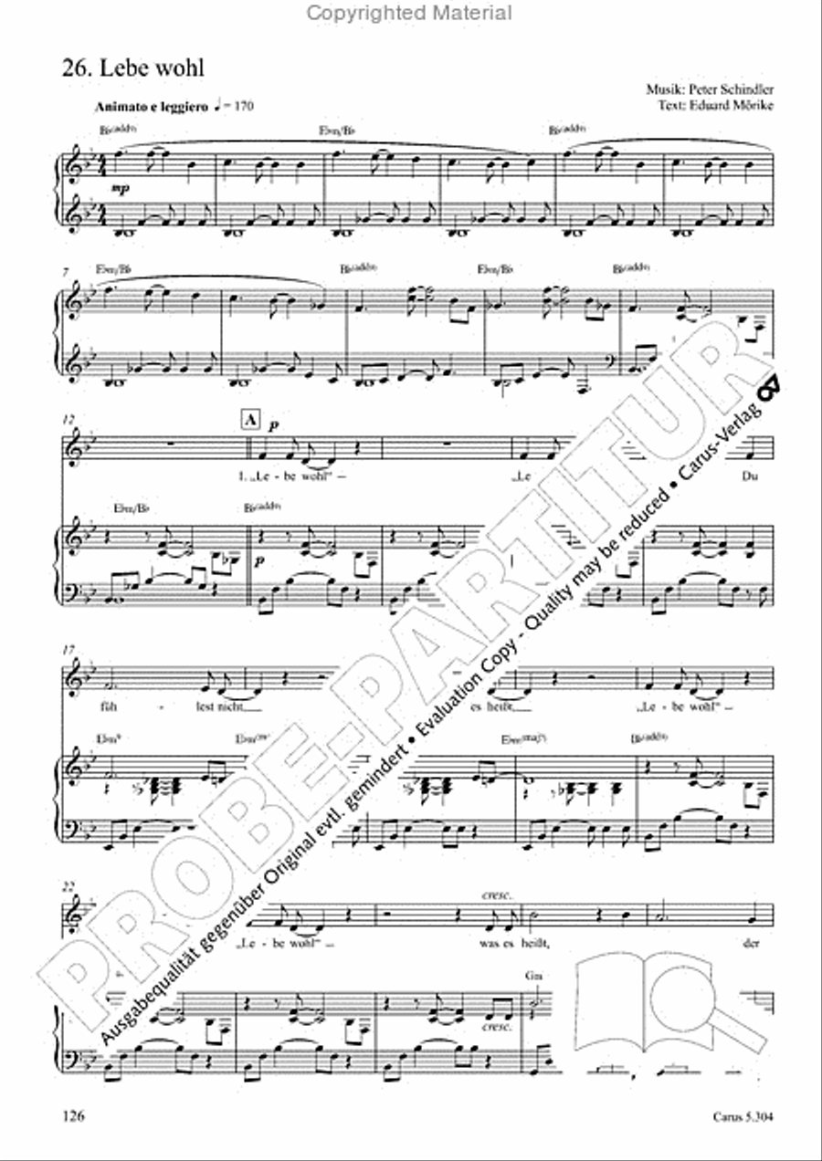 Schindler: Rosenzeit. Ein Liederzyklus uber die Liebe. Chansons fur Singstimme und Klavier Piano scores gallery preview page 127