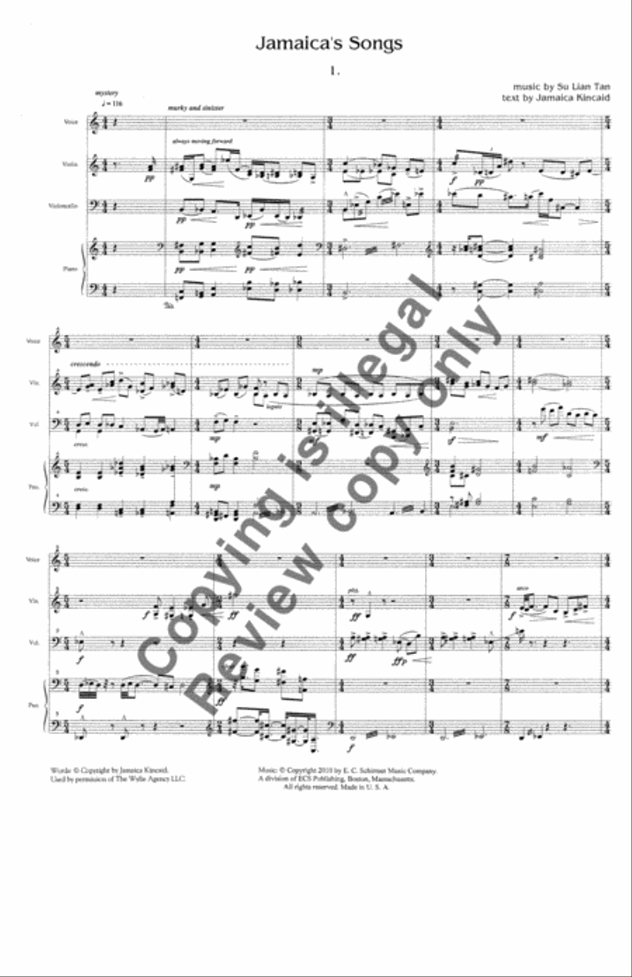 Jamaica's Songs Piano Trio scores gallery preview page 3