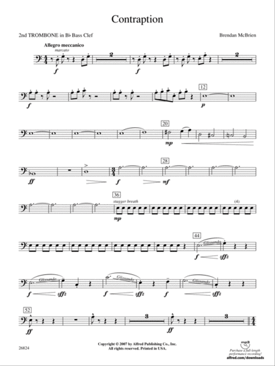 Contraption: (World Part) 2nd B-flat Trombone B.C. Concert Band scores gallery preview page 1