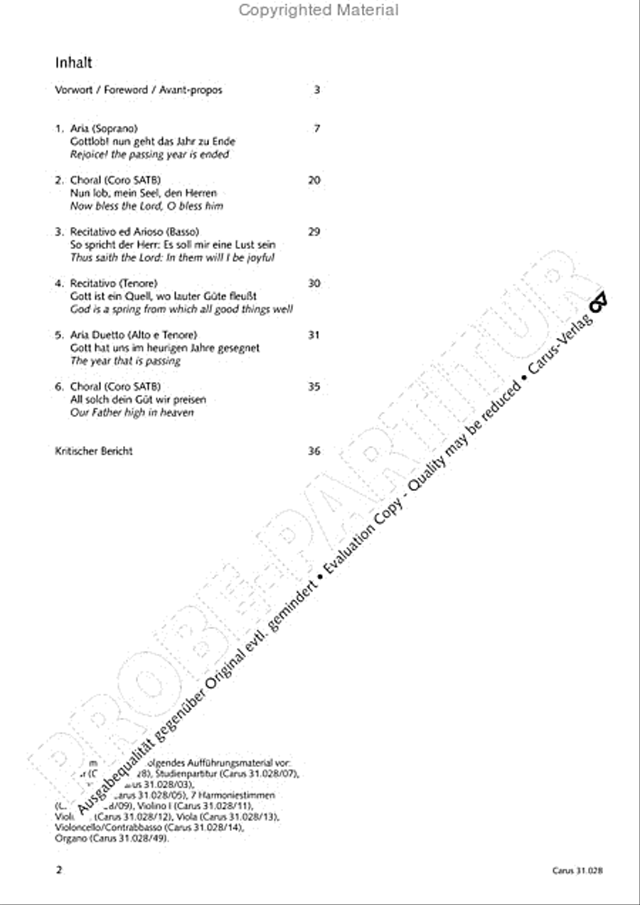 Rejoice! The passing year is ended (Gottlob! nun geht das Jahr zu Ende) 4-Part scores gallery preview page 4