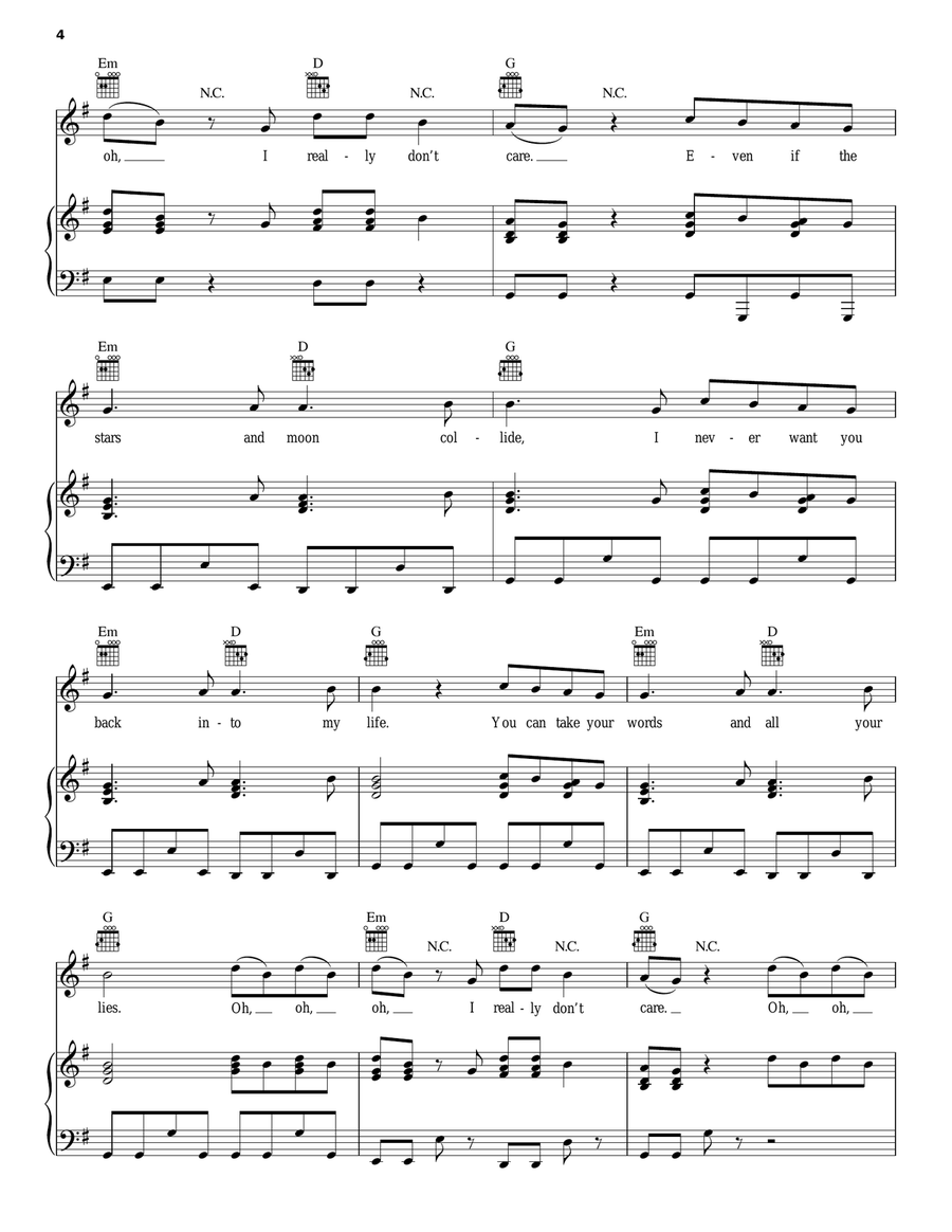 Really Don't Care Really Don't Care Acoustic Guitar scores gallery preview page 4