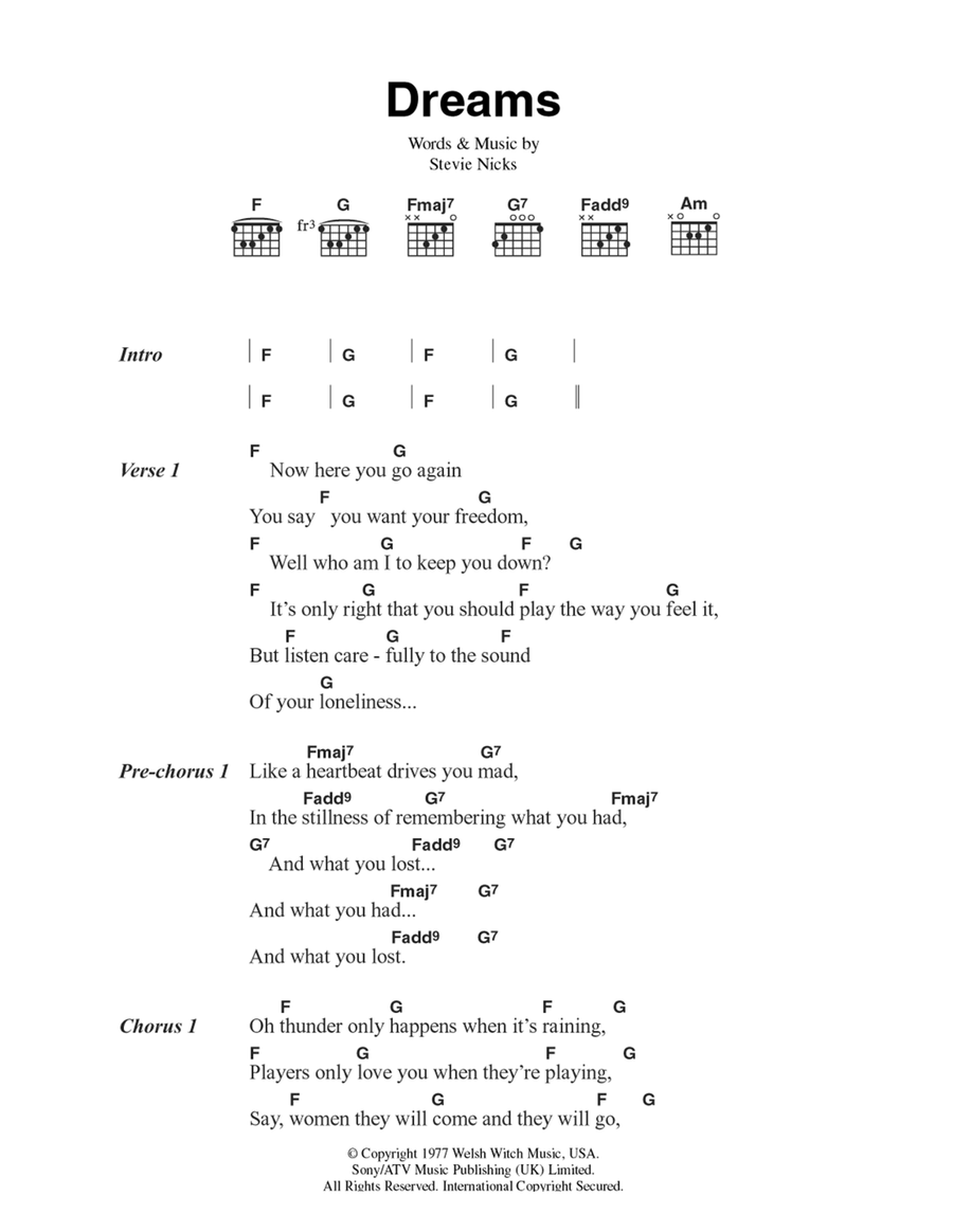 Dreams Guitar scores gallery preview page 1