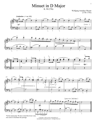 Minuet in D Major, K. 94 (73h)