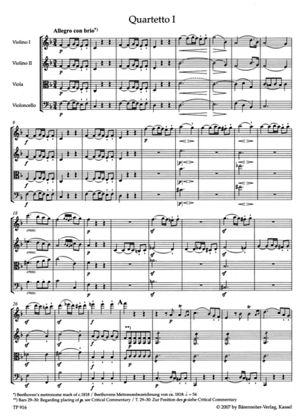 String Quartets, op. 18