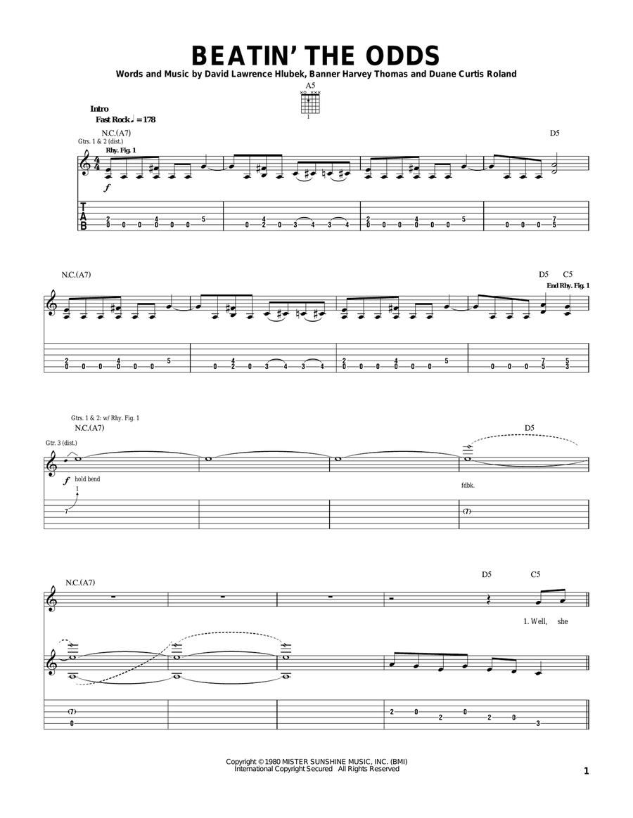 Beatin' The Odds Electric Guitar scores gallery preview page 1