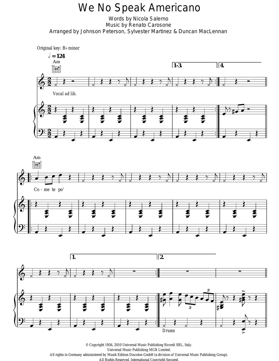 We No Speak Americano We No Speak Americano Acoustic Guitar scores gallery preview page 1