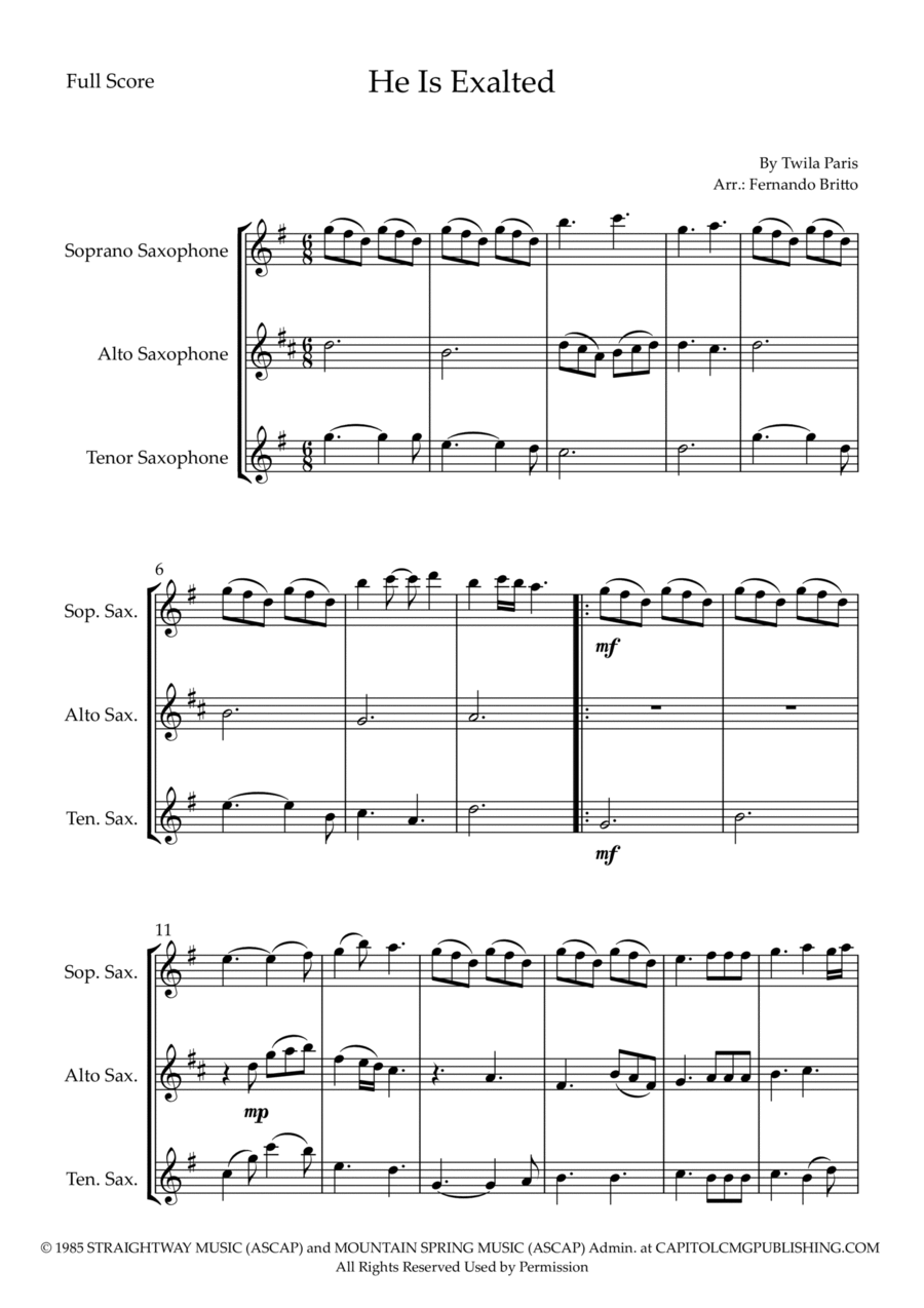 He Is Exalted Woodwind Trio scores gallery preview page 1