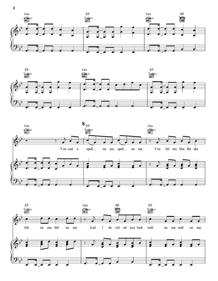 Glad You Came Piano, Vocal, Guitar scores gallery preview page 2