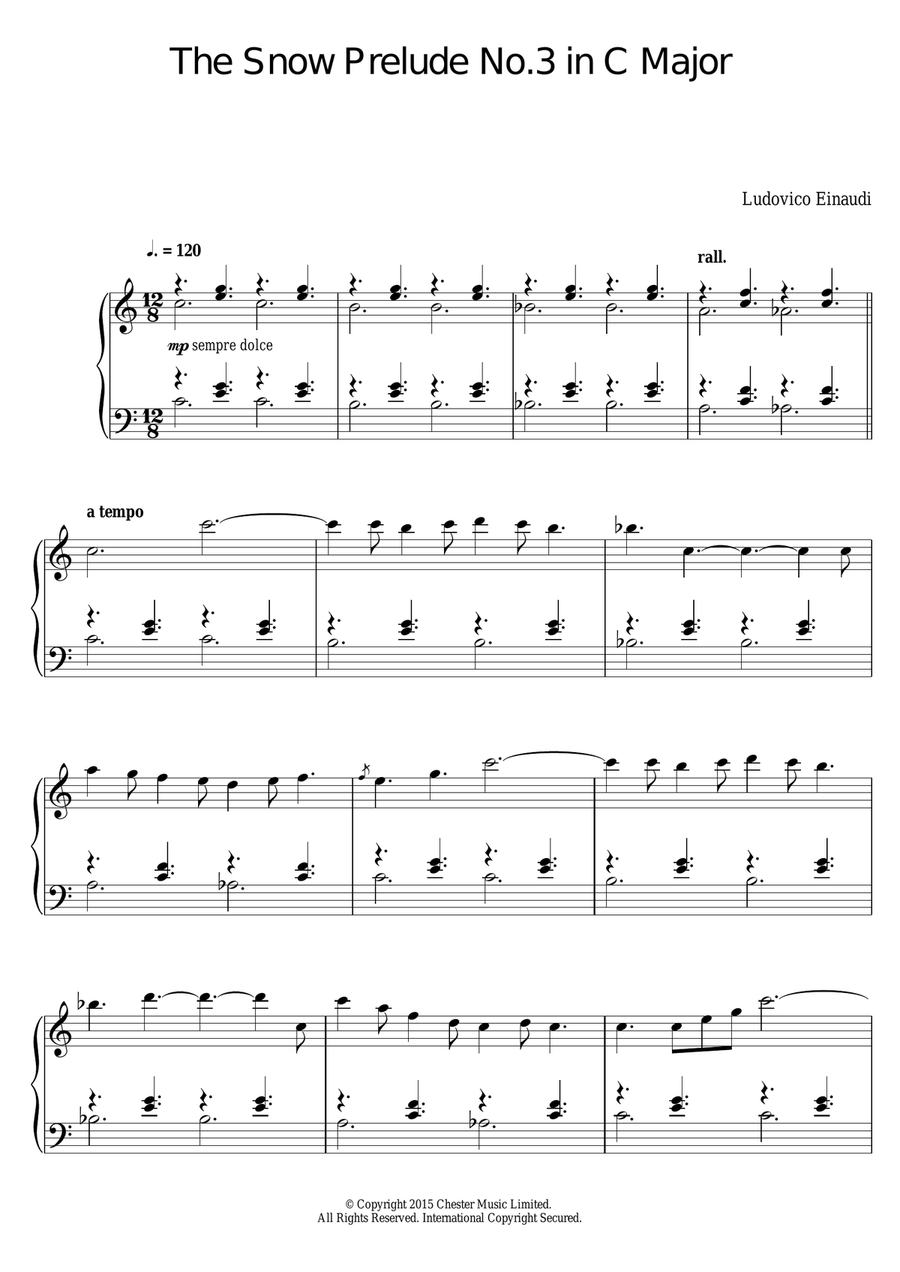 The Snow Prelude No. 3 In C Major Piano Solo scores gallery preview page 1