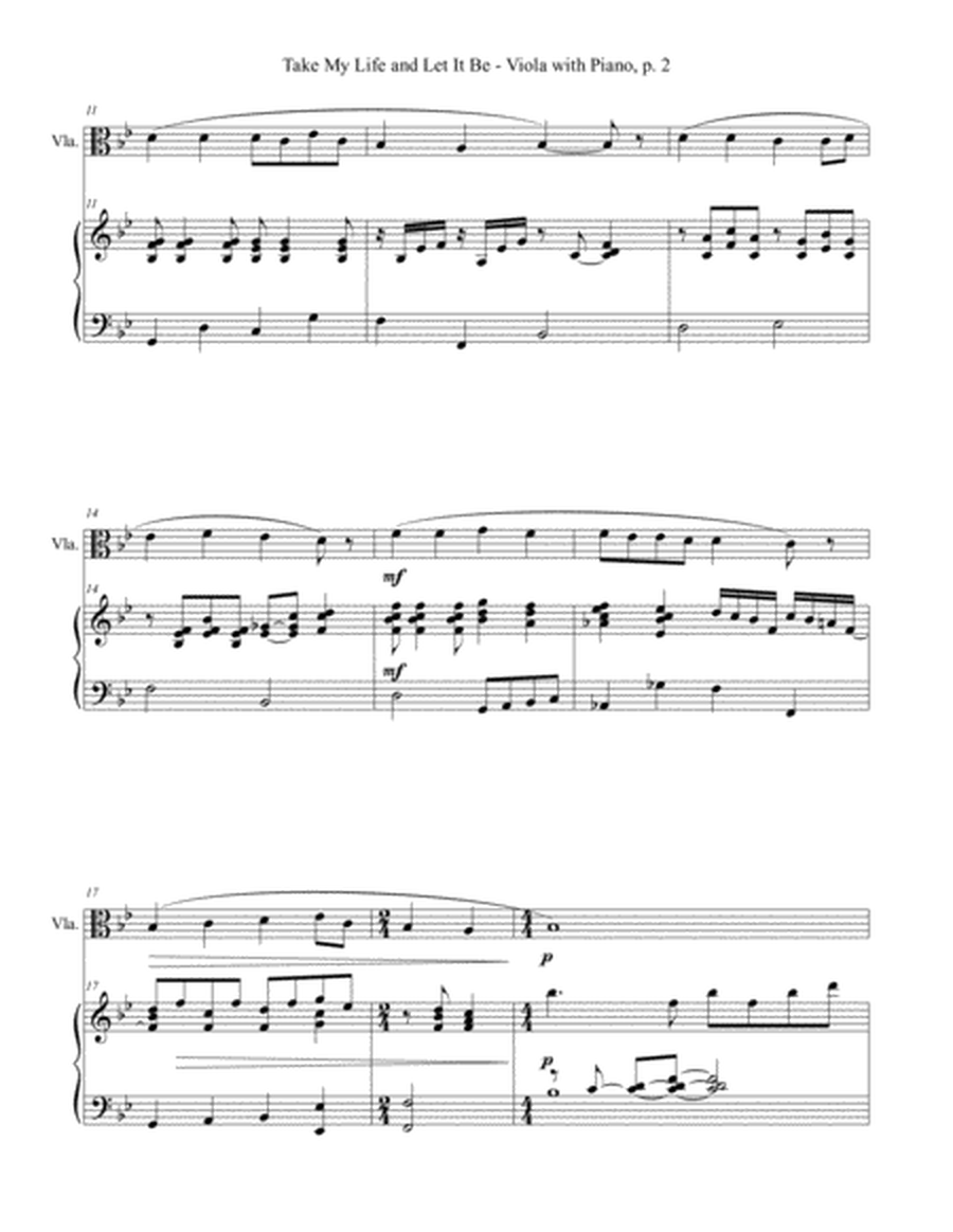 TAKE MY LIFE AND LET IT BE Hymn Sonata (for Viola and Piano with Score/Part) image number null