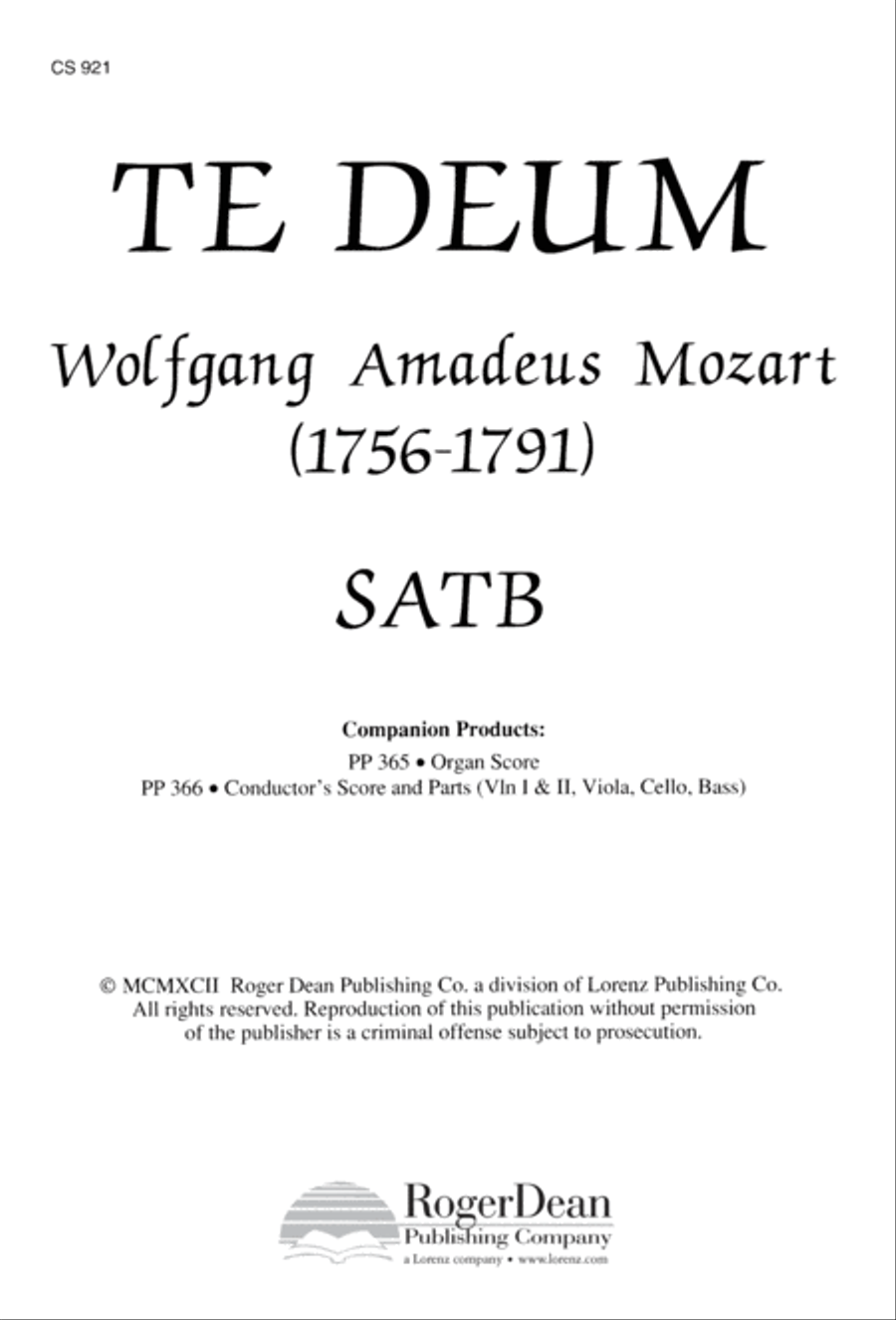 Te Deum - Choral Score