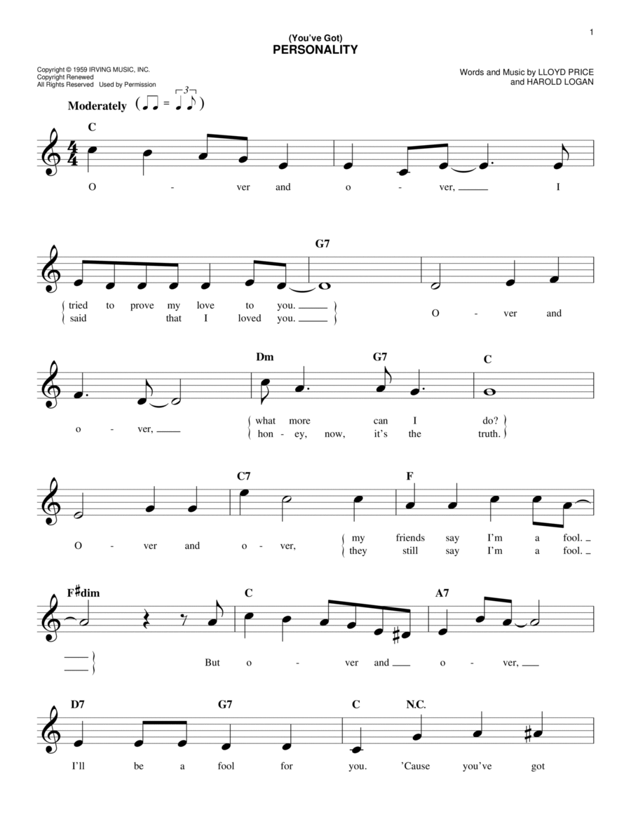 (You've Got) Personality (You've Got) Personality Piano scores gallery preview page 1