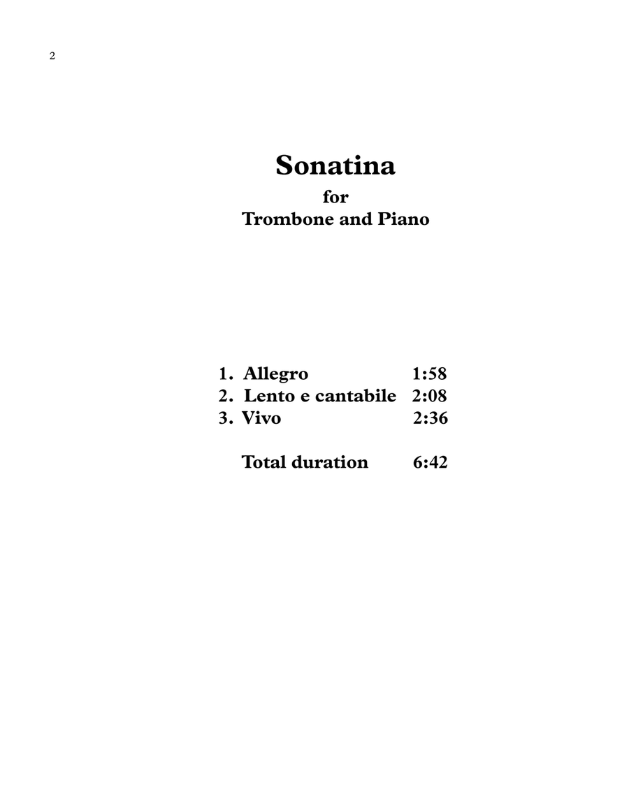 Sonatina for Trombone and Piano Piano scores gallery preview page 2