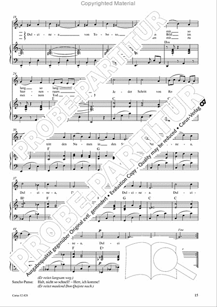 Die seltsamen Abenteuer von Don Quijote und Sancho Pansa Unison Choir scores gallery preview page 17