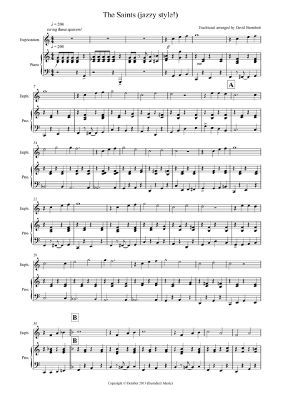 The Saints (Jazzy Style!) for Euphonium and Piano Brass Duet scores gallery preview page 1