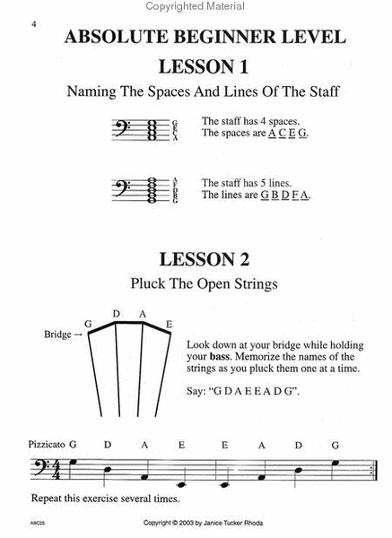 ABC's of Bass for the Absolute Beginner to the Intermediate Student - Book 1