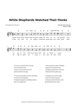 While Shepherds Watched Their Flocks (Key of A Major)