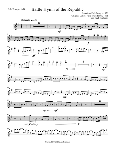 Battle Hymn of the Republic for Solo Trumpet