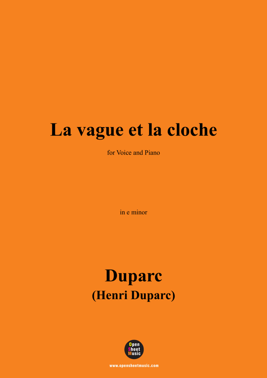 Duparc-La vague et la cloche,in e minor Voice scores gallery preview page 1