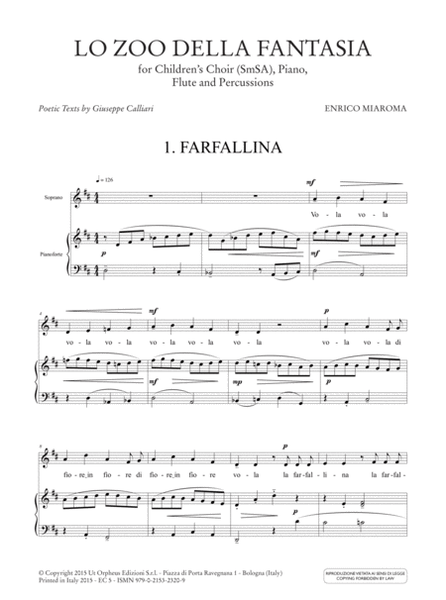 Lo Zoo della Fantasia for Children’s Choir (SMsA), Piano, Flute and Percussions. Poetic Texts by Giuseppe Calliari