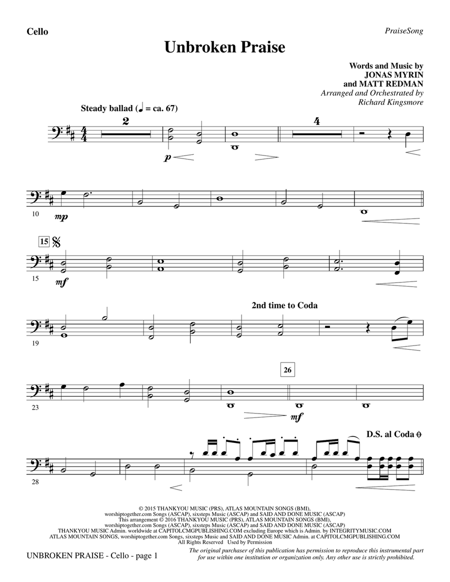 Unbroken Praise - Cello