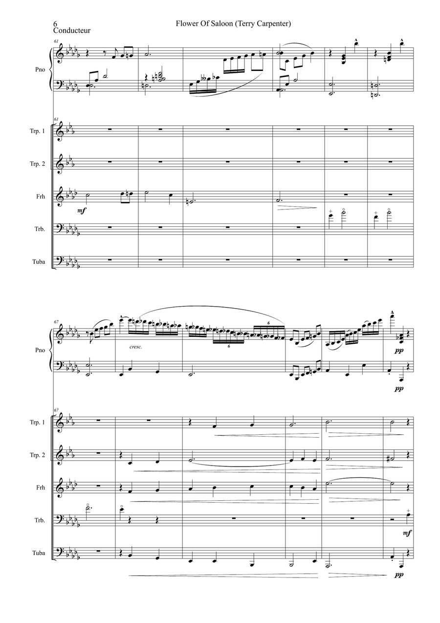 Flower of Saloon, for brass quintet and piano Brass Quintet scores gallery preview page 6