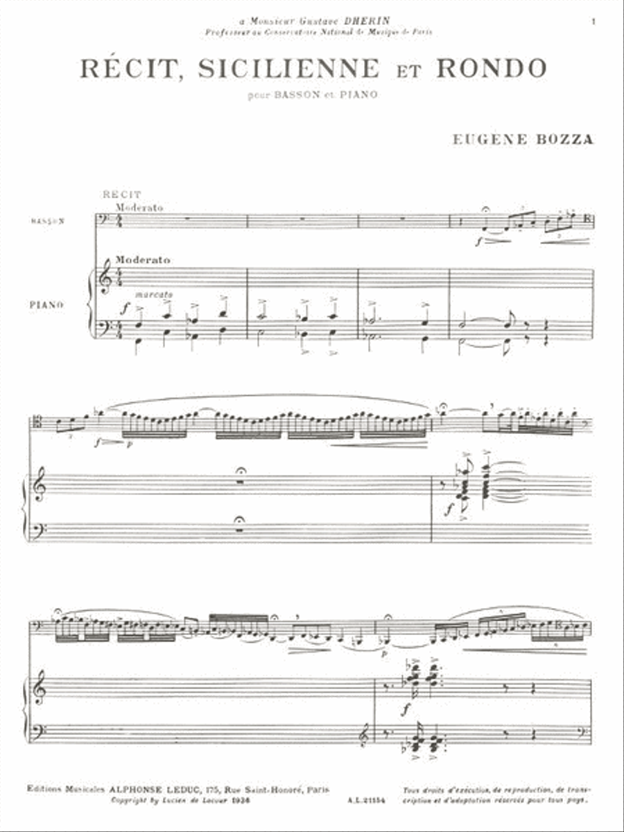 Recit, Sicilienne And Rondo For Bassoon And Piano Bassoon Solo scores gallery preview page 2