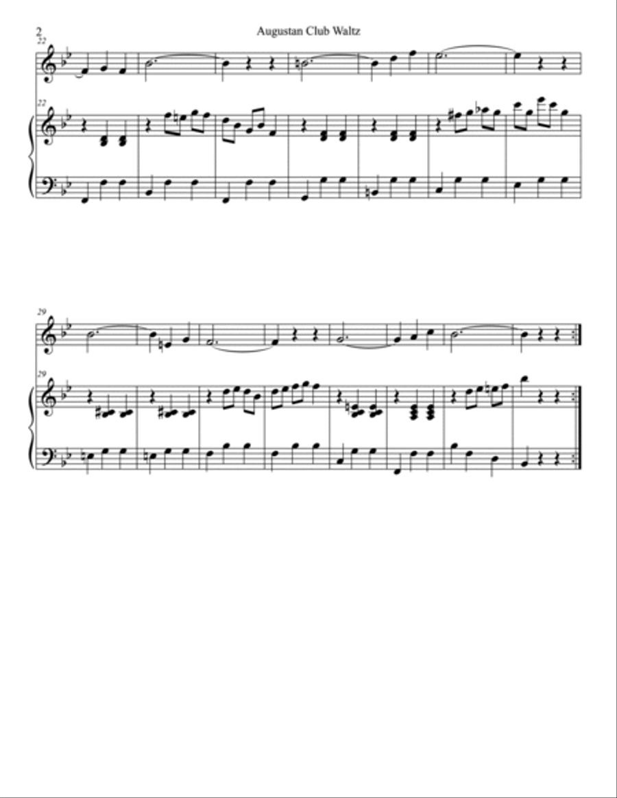 Augustan Club Waltz Duet for Violin and Piano Violin Solo scores gallery preview page 2