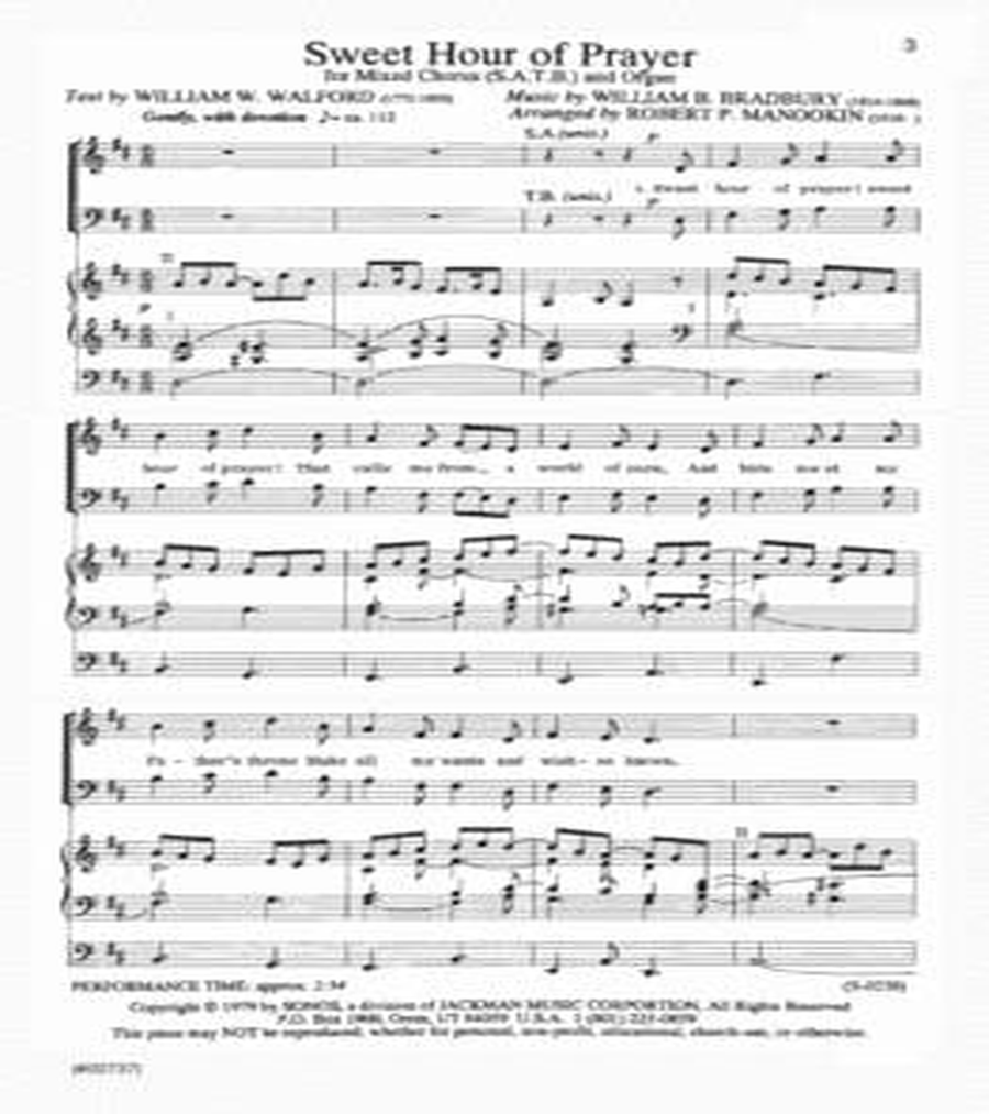 Sweet Hour of Prayer - SATB 4-Part scores gallery preview page 2