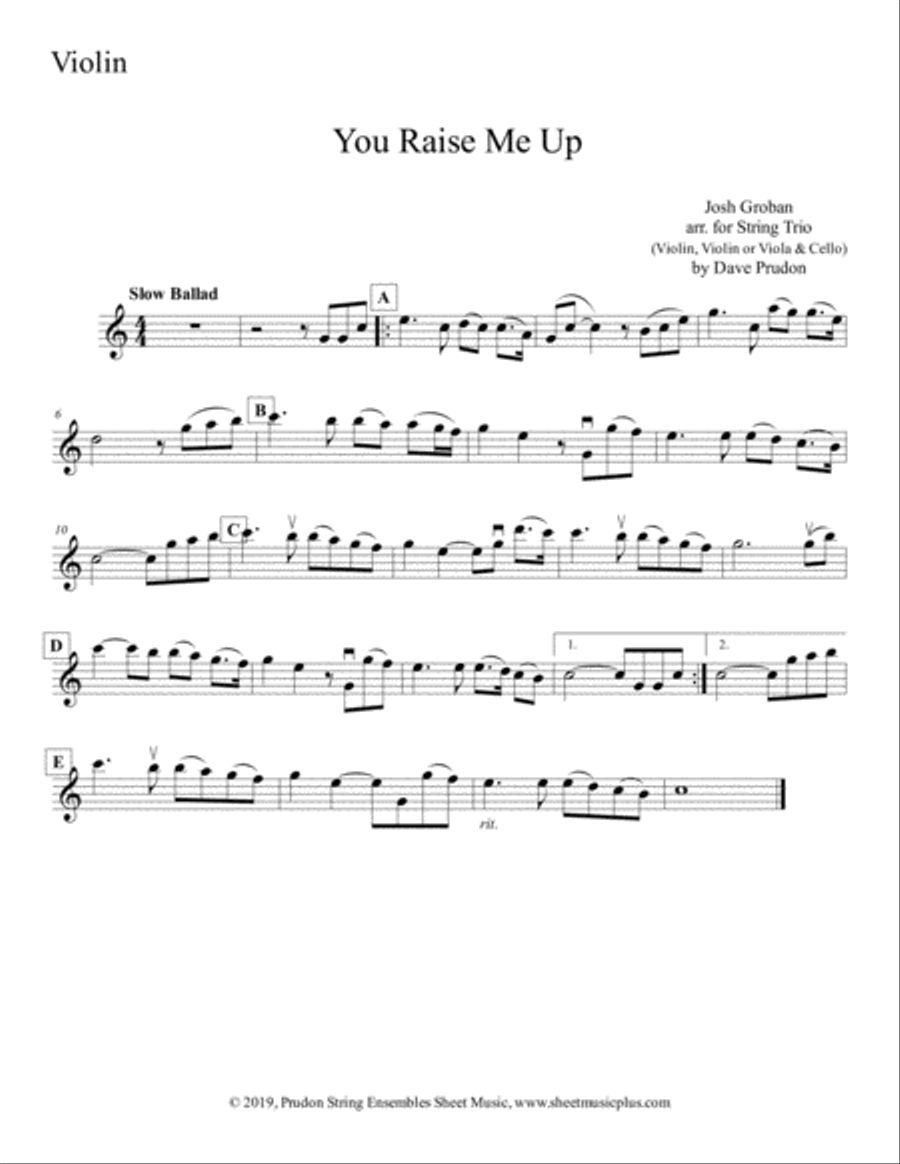 You Raise Me Up String Trio scores gallery preview page 3