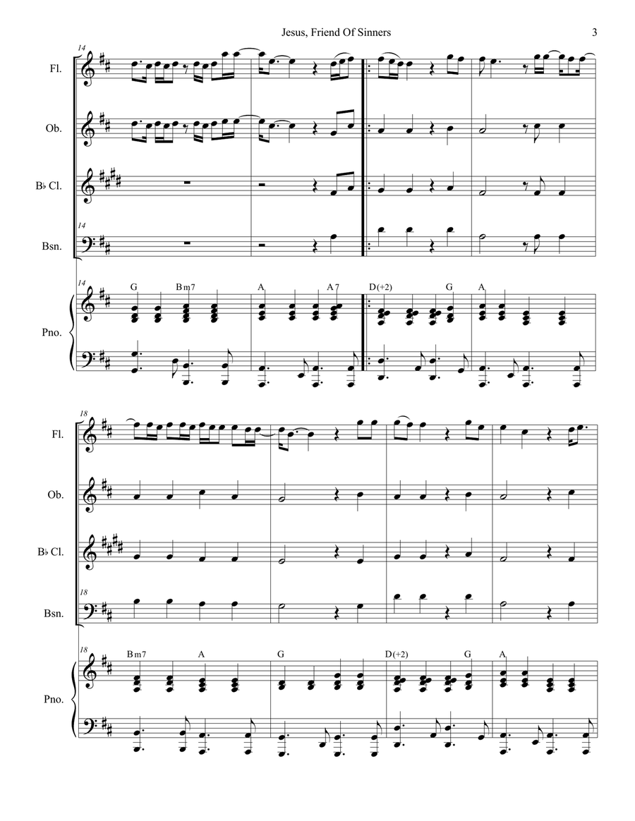 Jesus, Friend Of Sinners Woodwind Quartet scores gallery preview page 3