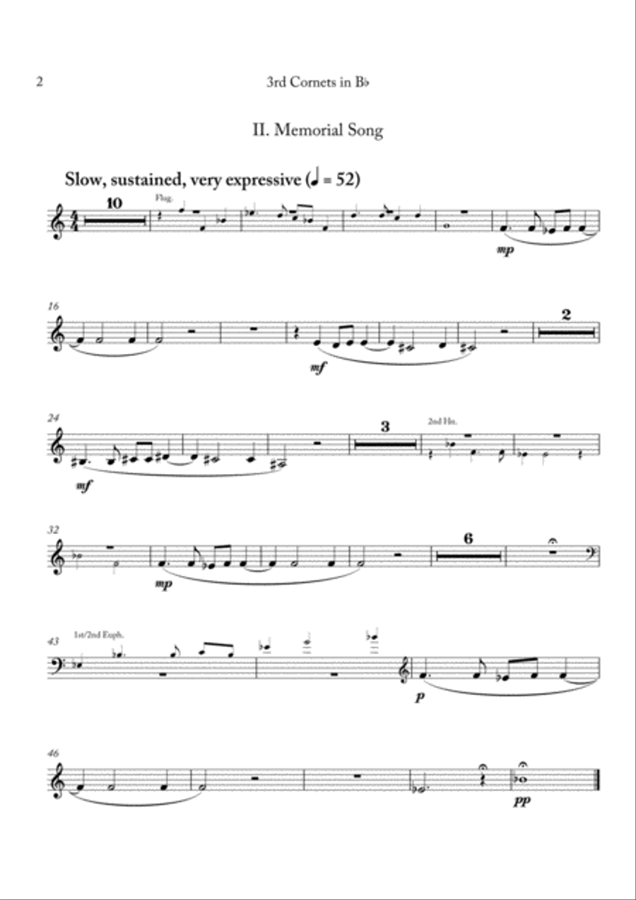 Carson Cooman: Pittsburgh Rhapsody (2008) for brass band, 3rd cornet part Brass Band scores gallery preview page 2