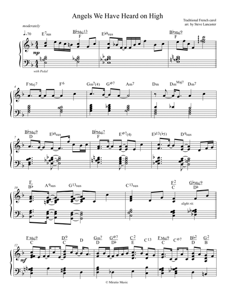Angels We Have Heard on High - lite jazz arr. for solo piano image number null