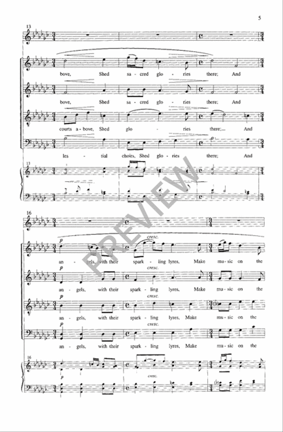Calm on the Listening Ear of Night 4-Part scores gallery preview page 6