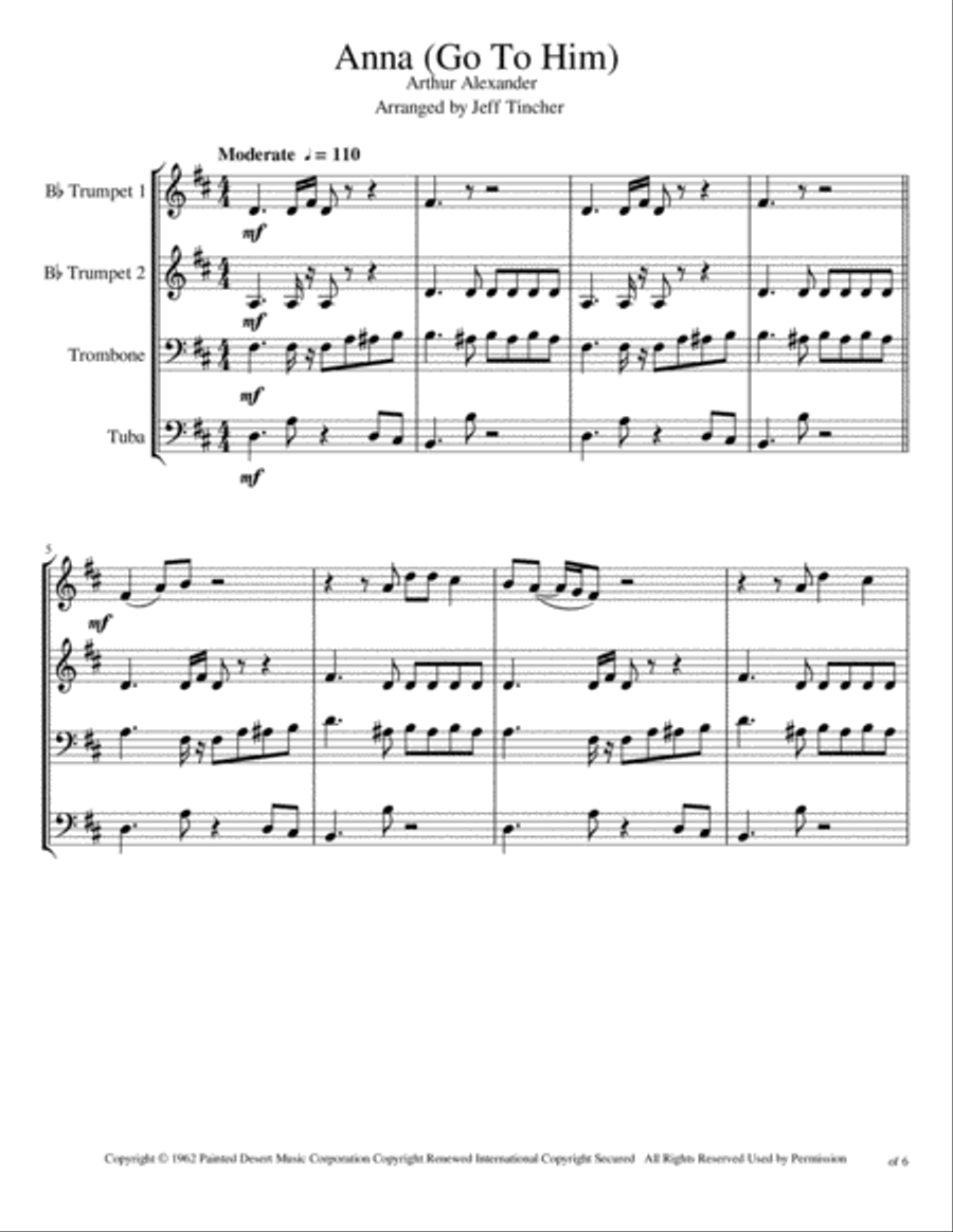 Anna (go To Him) Brass Ensemble scores gallery preview page 2