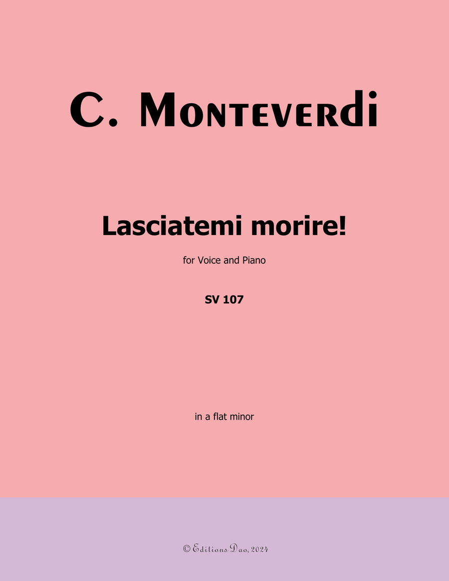 Lasciatemi morire! by Monteverdi, in a flat minor Piano, Vocal scores gallery preview page 1