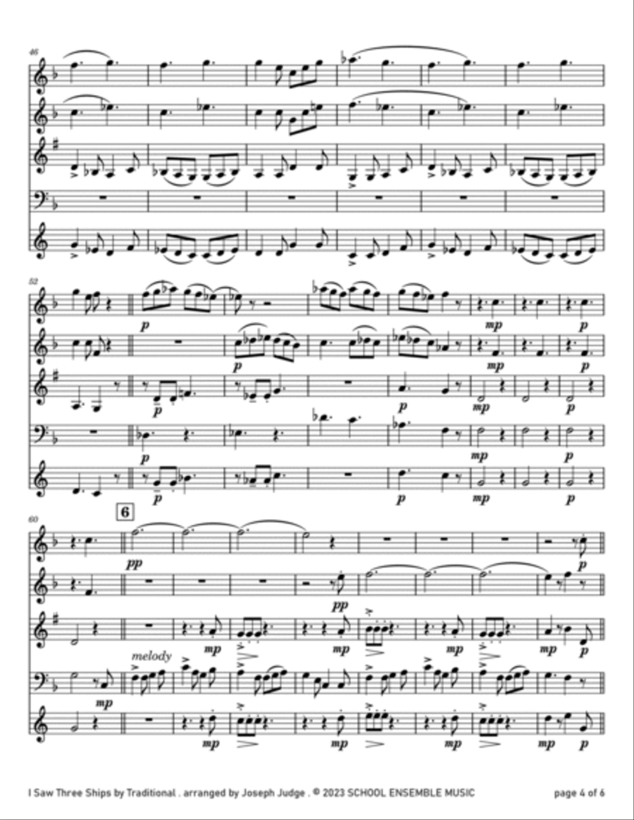 I Saw Three Ships for Woodwind Quartet in Schools Woodwind Quartet scores gallery preview page 4
